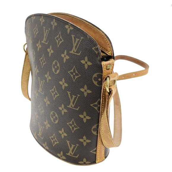 LOUIS VUITTON Logo Drouot Shoulder Bag Monogram Leather Brown - Picture 2 of 15